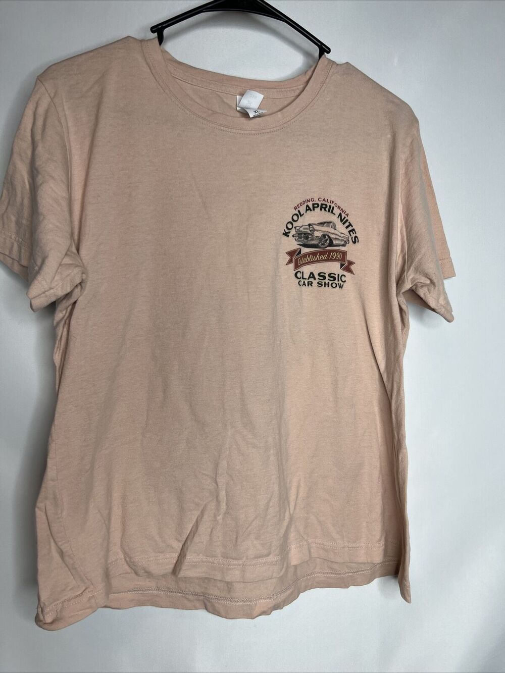 Vintage Tultex Pink Graphic Tshirt Kool April Nites Redding CA 1990 Classic Cars